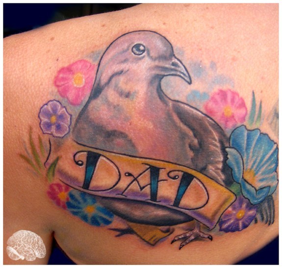 Looking for unique  Tattoos? Morning dove and flower Dad tattoo